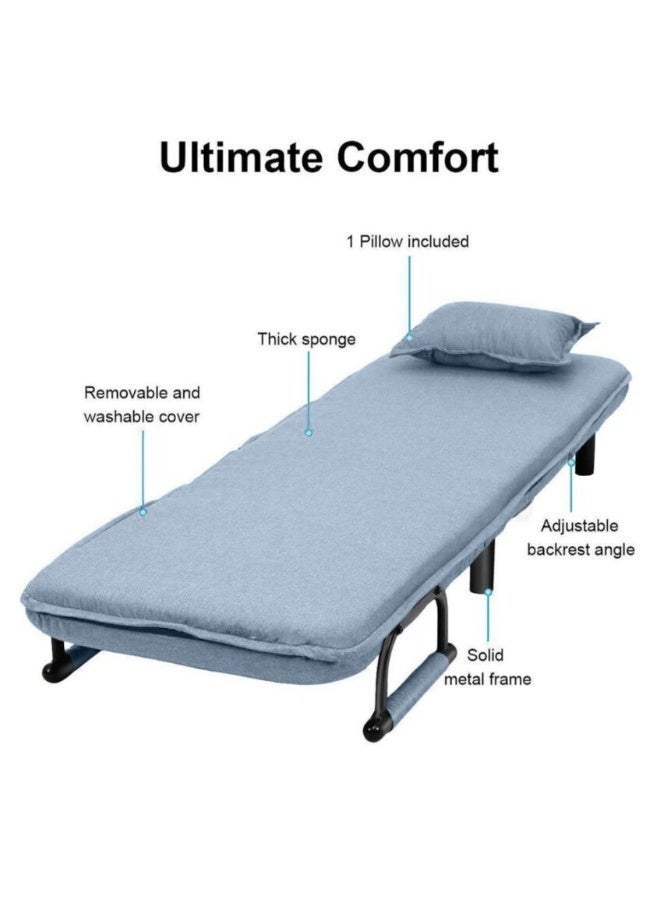 HOCC 5 in 1 Foldable Sofa Bed - Convertible Chair Cough Recliner Loungue Bed (Lake Blue) - Image 5